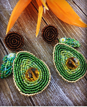 Load image into Gallery viewer, Avocado Beaded Earrings
