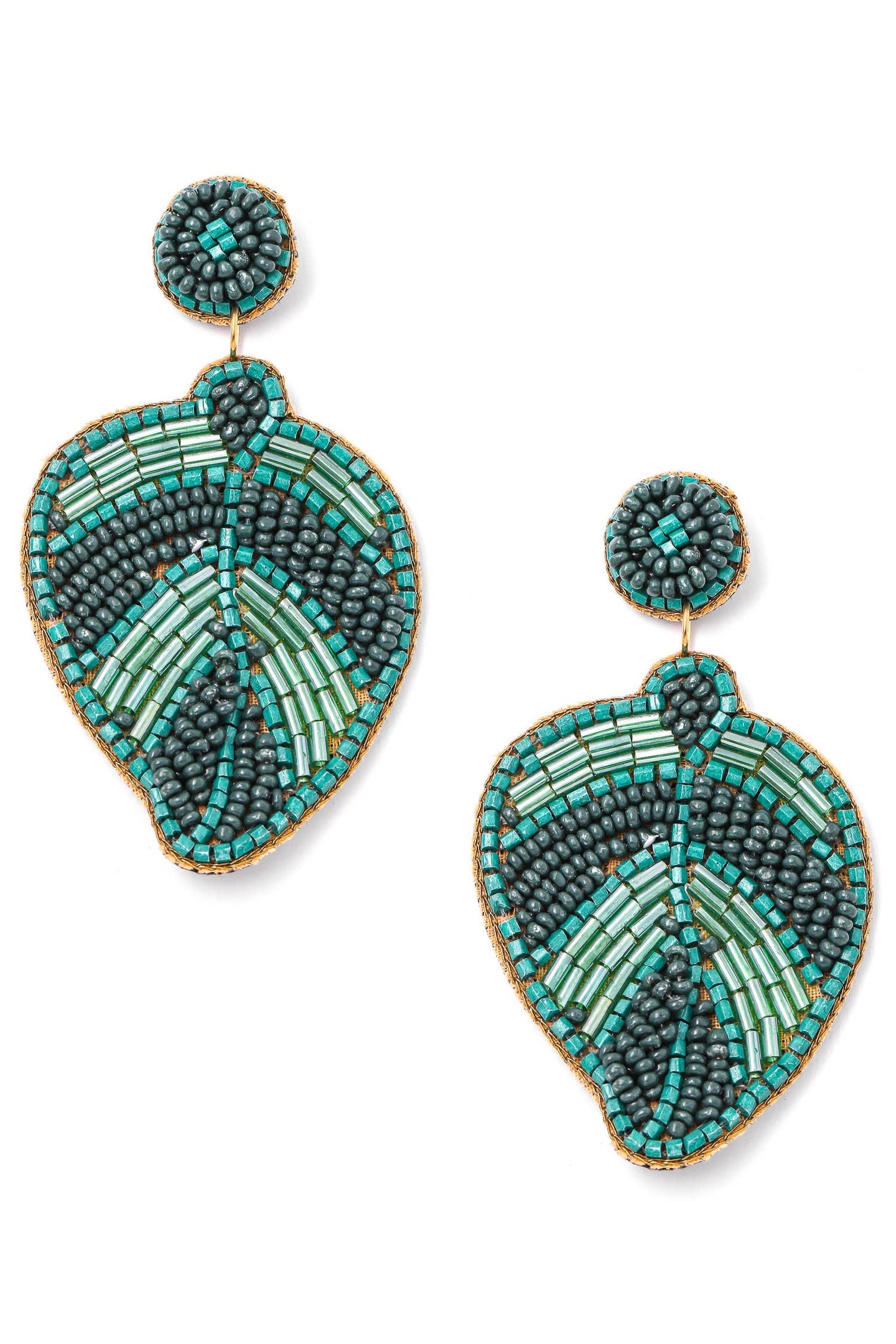 Leaf Beaded Drop Earrings
