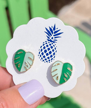 Load image into Gallery viewer, Monstera Leaf Stud Earrings
