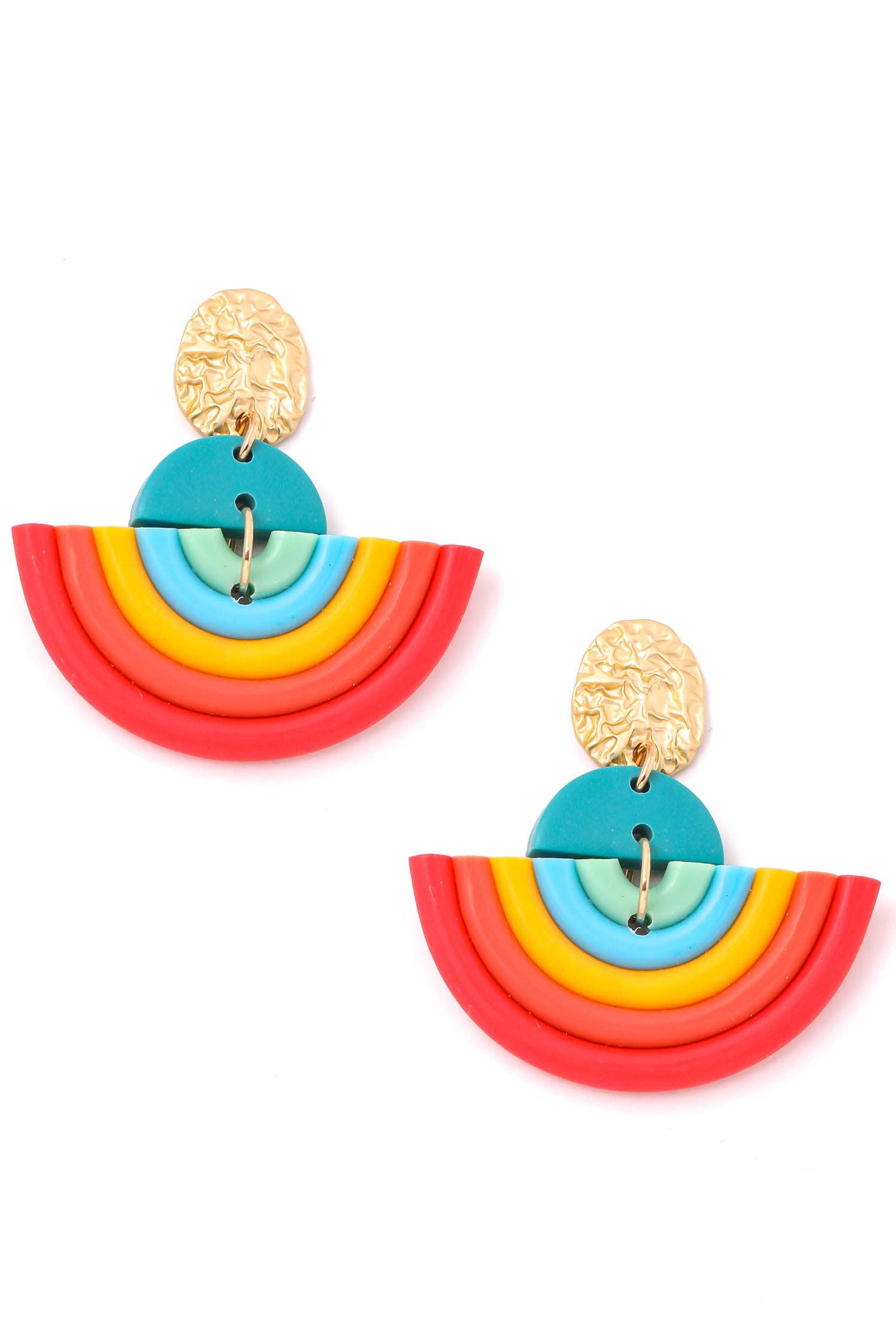 Semi Circle Rainbow Clay Earrings